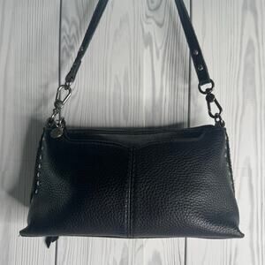 VTG The Sak Y2K Black Pebbled Leather Hobo Shoulder Bag Cross Body Boho Studded